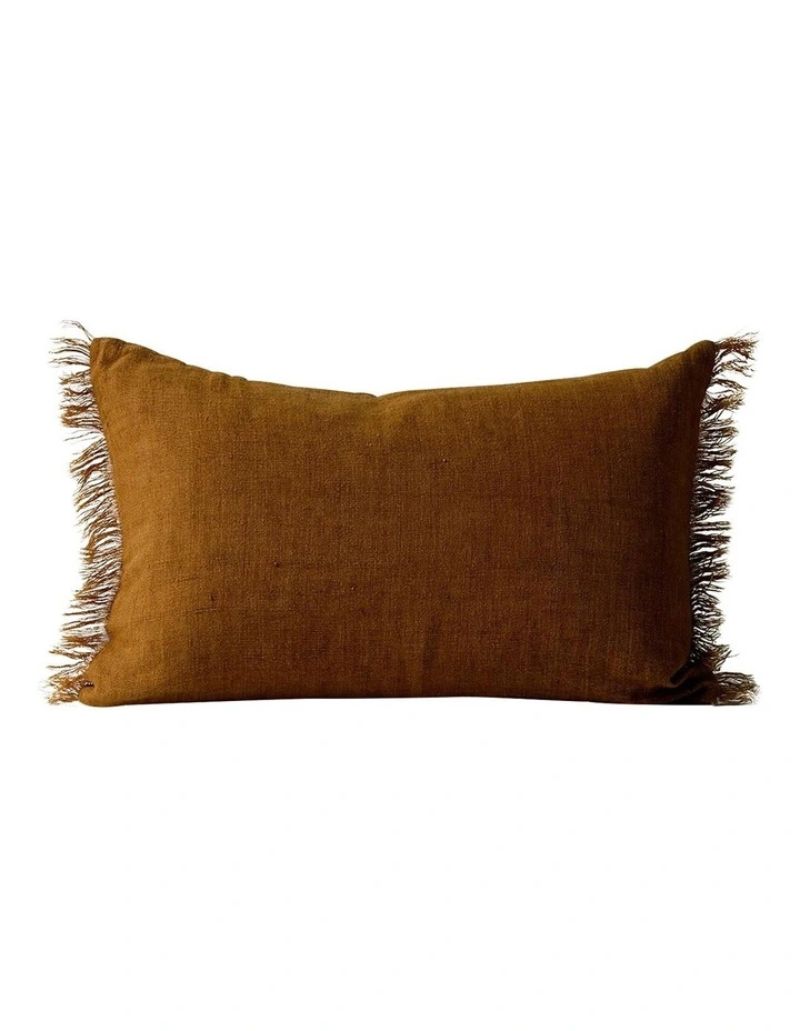 Vintage Linen Fringe Cushion Range In Tobacco 4 Vintage Linen Fringe Cushion Range In Tobacco - Image 2