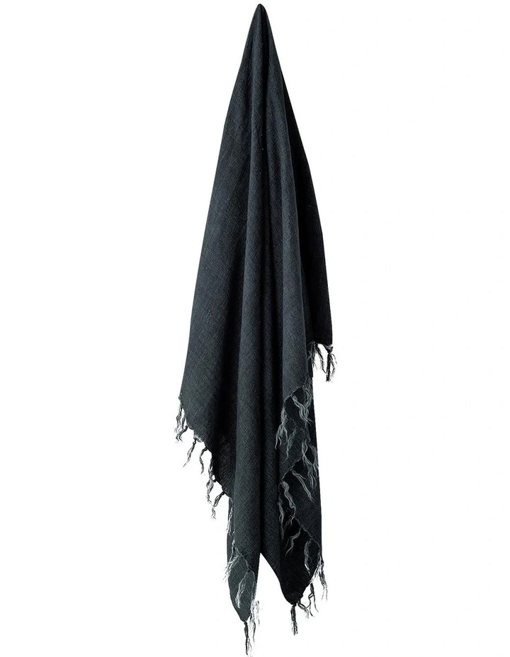 Vintage Linen Fringe Throw In Slate 3 Vintage Linen Fringe Throw In Slate