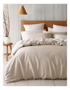 Sandy Cape Washed Belgian Linen Quilt Cover Set Moonbeam