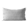 Vintage Linen Fringe Rectangle Cushion In Smoke