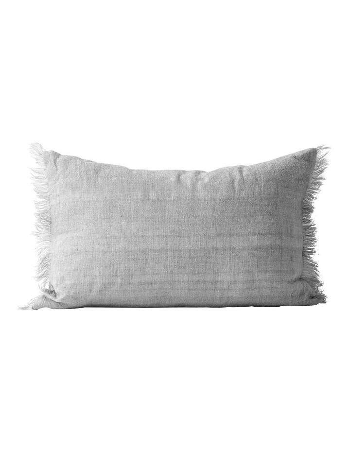 Vintage Linen Fringe Rectangle Cushion In Smoke 3 Vintage Linen Fringe Rectangle Cushion In Smoke