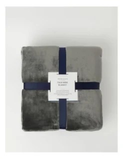 Heritage Faux Mink Blanket Charcoal