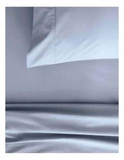 Organic Cotton Percale 300TC Fitted Sheet In Soft Blue -Home Bedding Shop 787424230 2 720x928