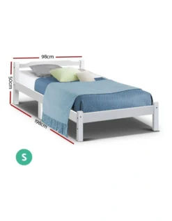 Single Size Wooden Bed Frame Mattress Base Timber Platform White -Home Bedding Shop 795722680 2 720x928