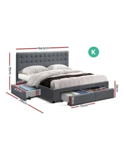 King Bed Frame With 4 Storage Drawers AVIO Fabric Headboard Wooden -Home Bedding Shop 795731770 2 720x928