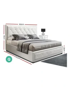 TIYO Queen Size Gas Lift Bed Frame Base With Storage Mattress White Leather 9 TIYO Queen Size Gas Lift Bed Frame Base With Storage Mattress White Leather -Home Bedding Shop 795734740 2 720x928