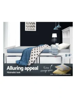 KING SINGLE Size Wooden Bookshelf Bed Frame White Mattress Base Platform Timber Pine Wood Bedroom Kids -Home Bedding Shop 795840220 6 720x928