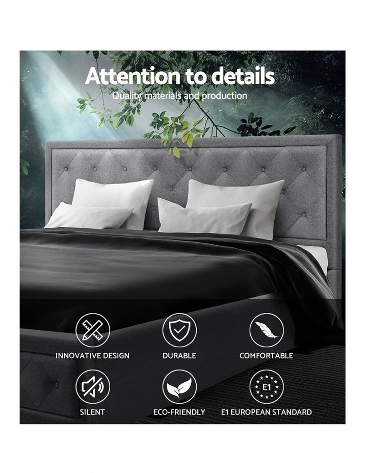 Bed Frame Double Full Size Gas Lift Base With Storage Grey Fabric TIYO 6 Bed Frame Double Full Size Gas Lift Base With Storage Grey Fabric TIYO - Image 4