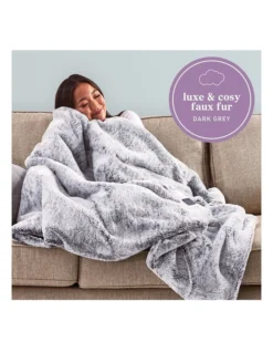 Feel Perfect Faux Fur Heated Throw Blanket In Grey -Home Bedding Shop 814452040 3 1 720x928