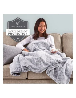 Feel Perfect Faux Fur Heated Throw Blanket In Grey -Home Bedding Shop 814452040 6 720x928