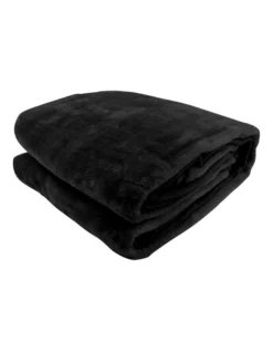 Mink Blanket Black Double Sided Queen Size Soft Plush Bed Faux Throw Rug