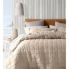 Sandy Cape Washed Belgian Linen Quilted Coverlet Moonbeam