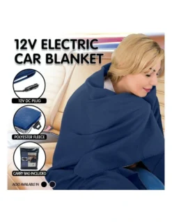 Heated Car Blanket Travel Rug Soft Caravan Fleece Electric Throw 12 Volt Dc Auto Navy Blue -Home Bedding Shop 855666820 5 720x928