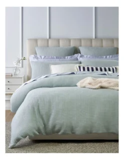 Heritage Adaline Waffle Quilt Cover Set Light Blue