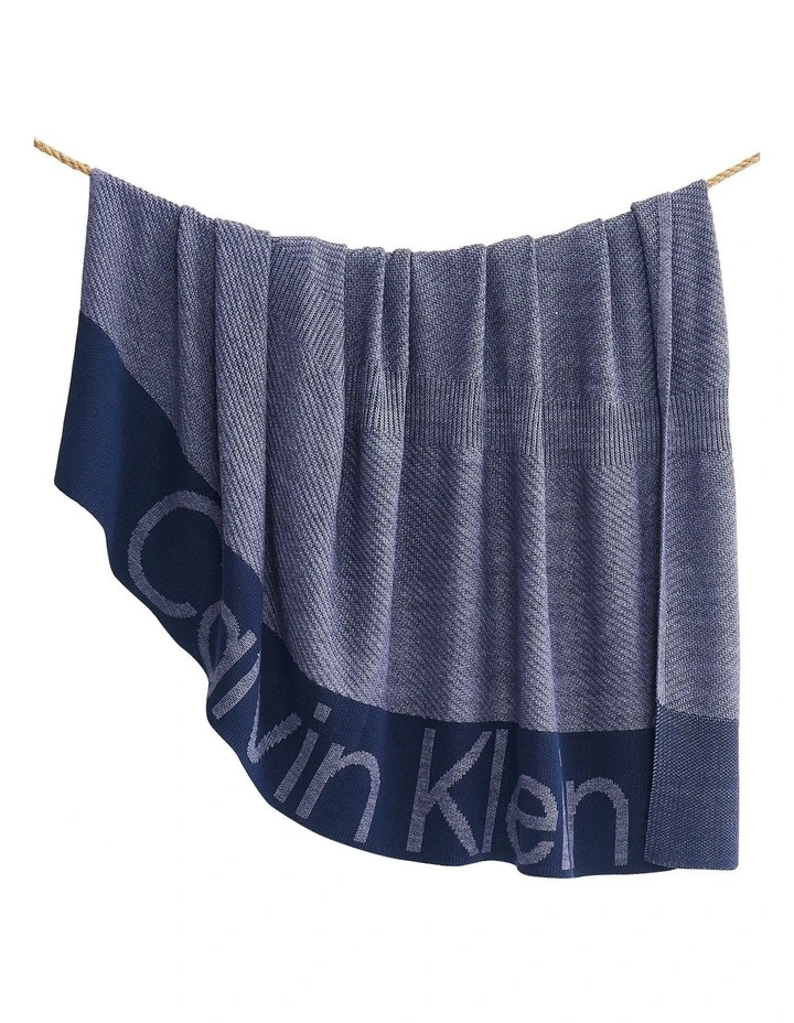 Calvin Klein Chevron Knit Throw Indigo 3 Calvin Klein Chevron Knit Throw Indigo