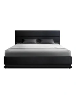 Lumi Gas Lift Bed Frame King Black Leather -Home Bedding Shop 888183460 4 720x928