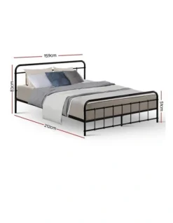 Leo Metal Bed Frame Queen Size Black -Home Bedding Shop 888189130 2 720x928