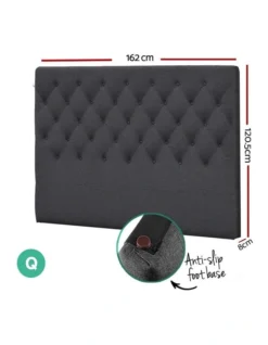 Cappi Fabric Bed Head Queen Size Charcoal -Home Bedding Shop 888618700 2 720x928