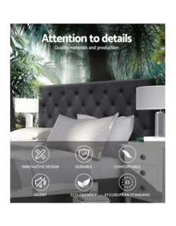 Cappi Fabric Bed Head Queen Size Charcoal -Home Bedding Shop 888618700 4 720x928