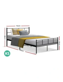 Sol Metal Bed Frame King Single Black -Home Bedding Shop 888628960 2 720x928