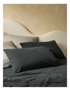 250TC Stonewashed Cotton Sheet Set In Black