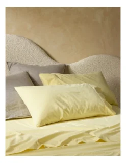 250TC Stonewashed Cotton Sheet Set In Wax Yellow