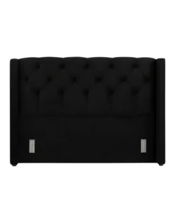 Luxor Tufted & Wing Headboard 120 Black Velvet
