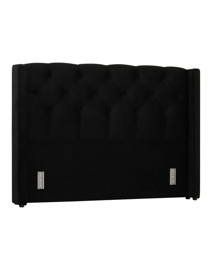 Luxor Tufted & Wing Headboard 120 Black Velvet 4 Luxor Tufted & Wing Headboard 120 Black Velvet - Image 2