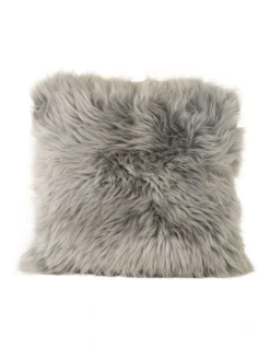 New Zealand Sheepskin Cushion Cover In Grey