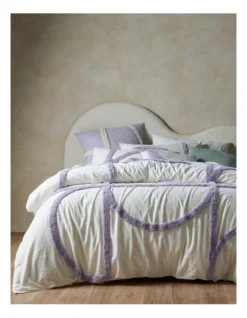 Karter Tufted Quilt Cover Set In Purple/Cream