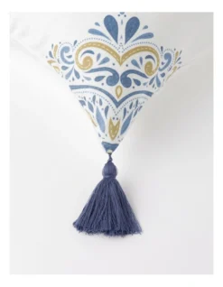 Heritage Korella Roman Medallion Print Chenille Cushion 50x50cm In Blue -Home Bedding Shop 915040810 2 720x928