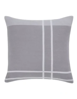 Calvin Klein Reversible Plaid Logo Pillow In Pale Grey