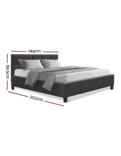 Tino Wooden Fabric Bed Base Double In Charcoal -Home Bedding Shop 925146280 3 720x928
