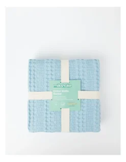 Cotton Waffle Blanket In Blue