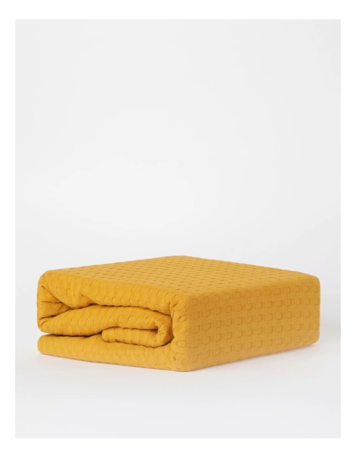 Heritage Turkish Cotton Waffle Blanket In Mustard 4 Heritage Turkish Cotton Waffle Blanket In Mustard - Image 2