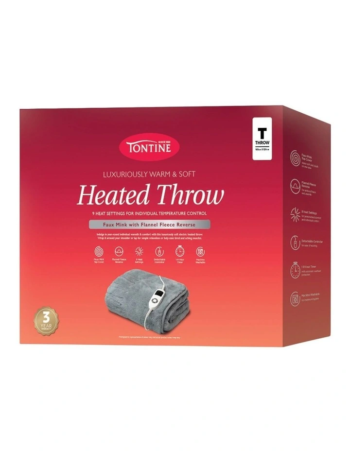 Faux Mink Heated Throw In Grey 3 Faux Mink Heated Throw In Grey