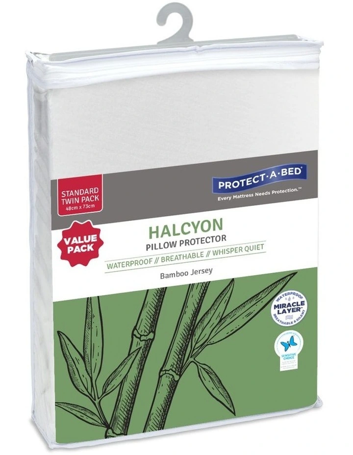 Halycon Bamboo Jersey Waterproof Pillow Protector Twin Pack 3 Halycon Bamboo Jersey Waterproof Pillow Protector Twin Pack