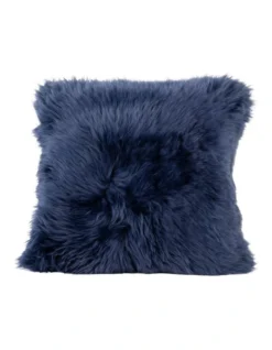 New Zealand Sheepskin Cushion Cover In Navy
