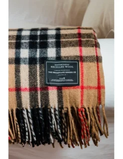 Heritage Collection Recycled Wool Scottish Tartan Blanket In Camel