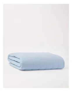 Quilted Chambray Blanket In Slate