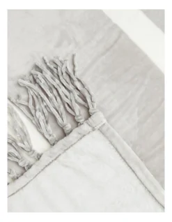 Heritage Chenille Fringe Blanket In Grey Stripe -Home Bedding Shop 951752260 951751360 3 720x928