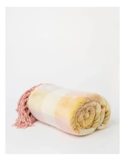 Heritage Chenille Fringe Blanket In Pink Check -Home Bedding Shop 951752260 951751450 2 720x928