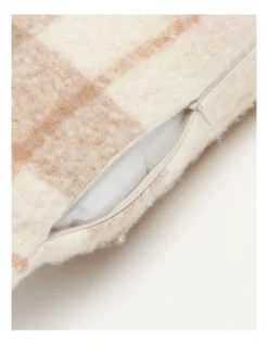 Check Faux Mohair Cushion 50x50cm In Sand -Home Bedding Shop 957465910 4 720x928