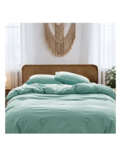 Double Duvet Cover Quilt Set In Green -Home Bedding Shop 965851030 2 720x928