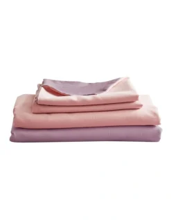 Bed Sheets Set Double Flat Cover Pillow Case In Pink