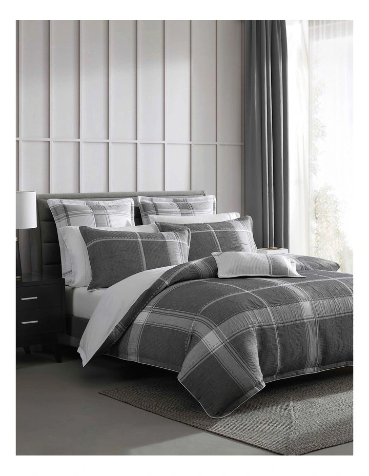 Cannon Charcoal Quilt Cover Set In Charcoal 4 Cannon Charcoal Quilt Cover Set In Charcoal - Image 2