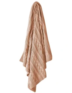 Cable Knit Throw In Rosewood