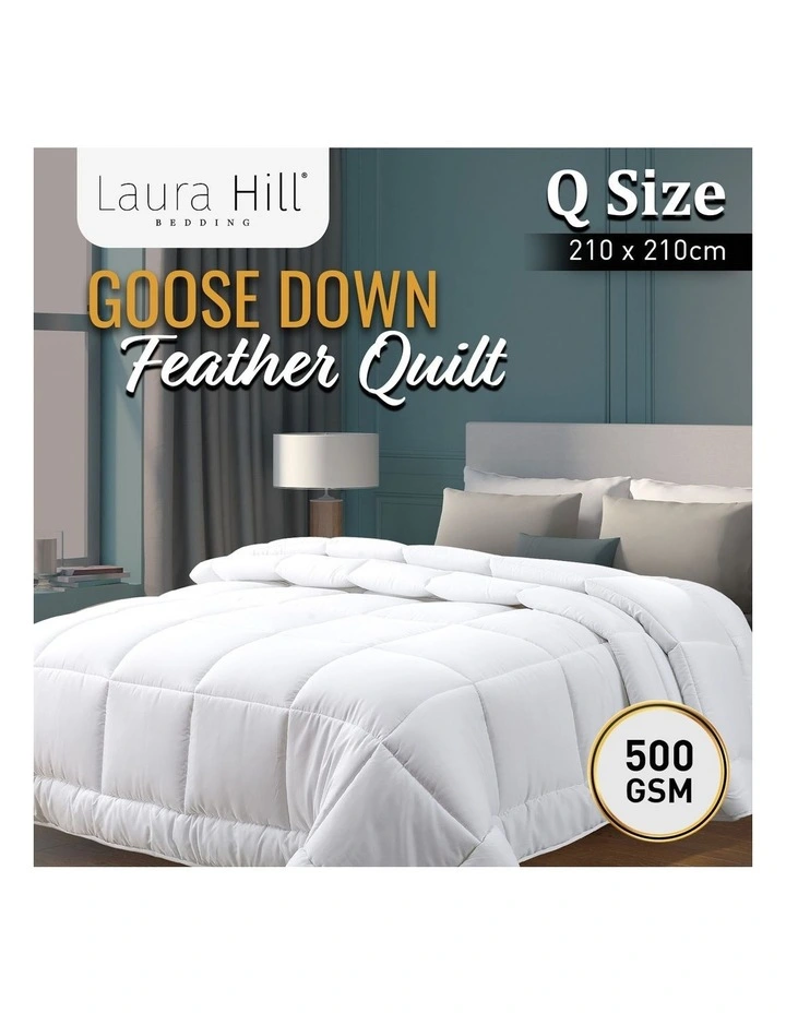 Goose Down Feather 500GSM Comforter Doona Queen In White 5 Goose Down Feather 500GSM Comforter Doona Queen In White - Image 3